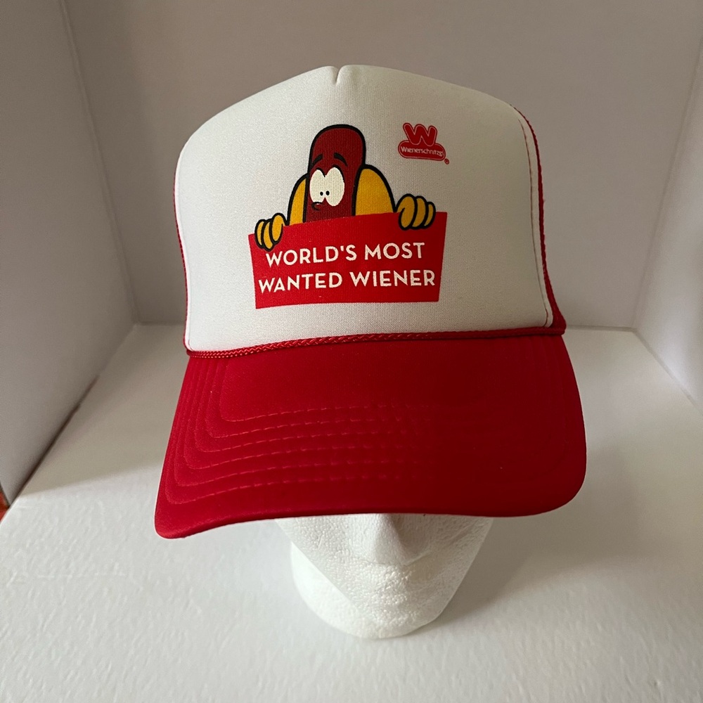 World's Most Wanted Wiener Red & White Trucker Hat